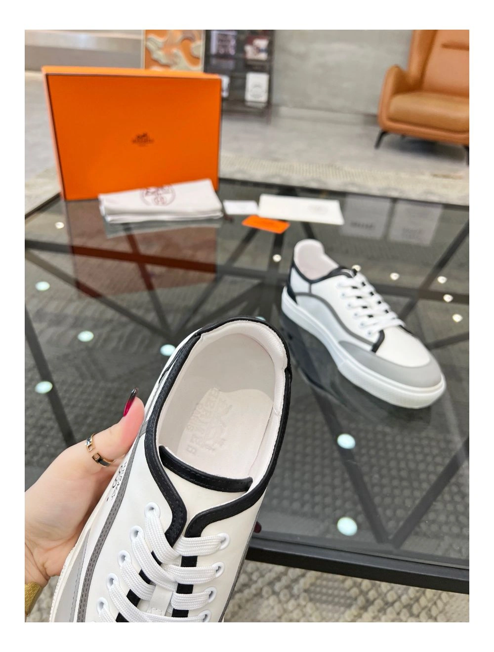 Hermes Men’s Get Sneakers in Multicolour Calfskin