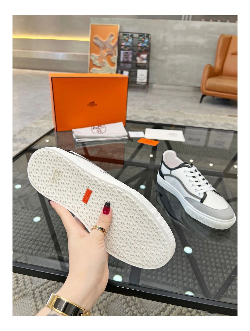 Hermes Men’s Get Sneakers in Multicolour Calfskin