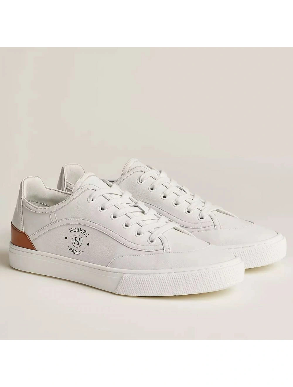 Hermes Men’s Get Sneakers in White Calfskin