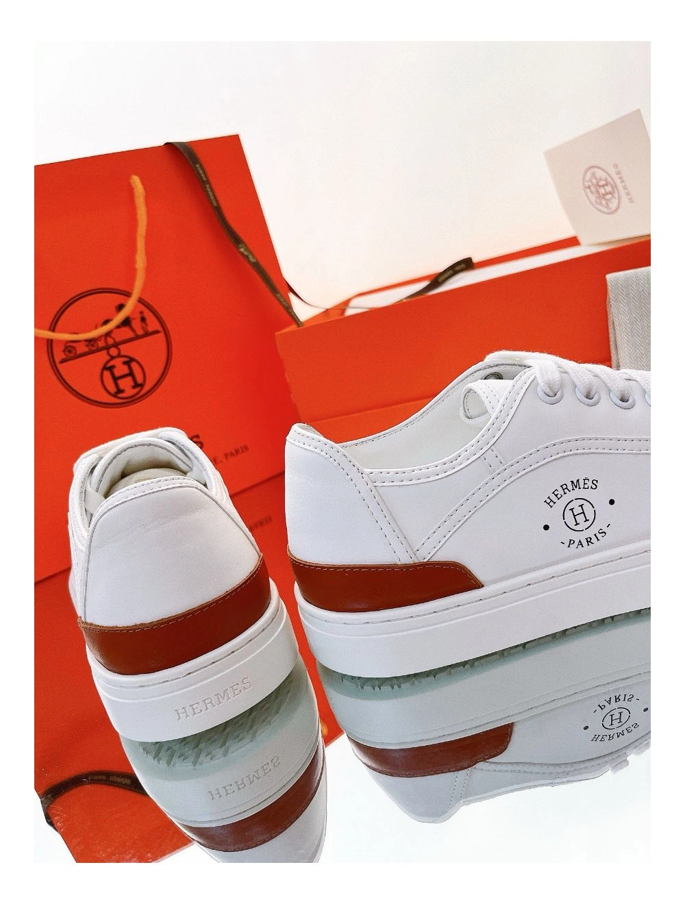 Hermes Men’s Get Sneakers in White Calfskin