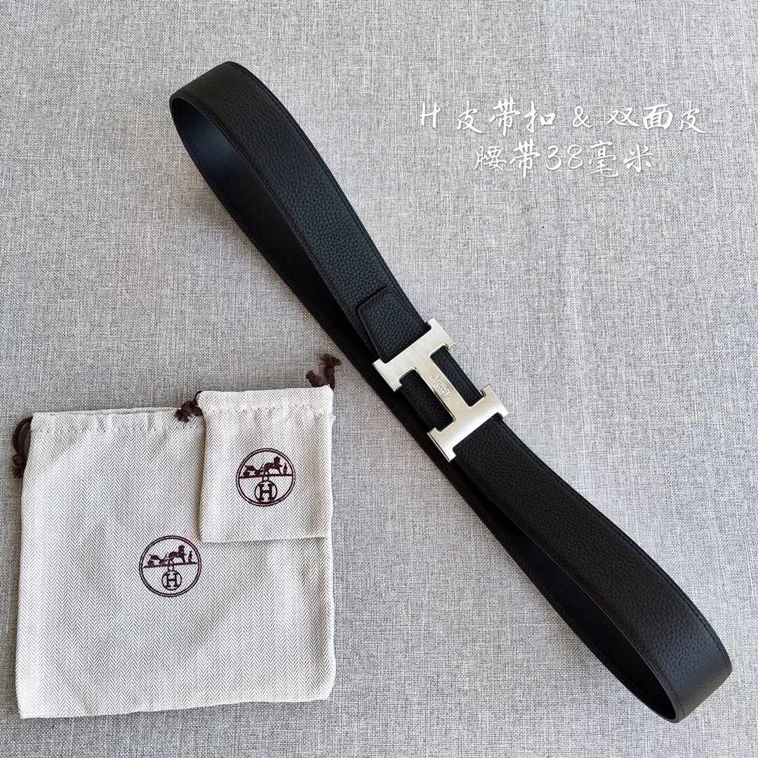 Hermes Mens Leather Belts Width 3.8cm 093