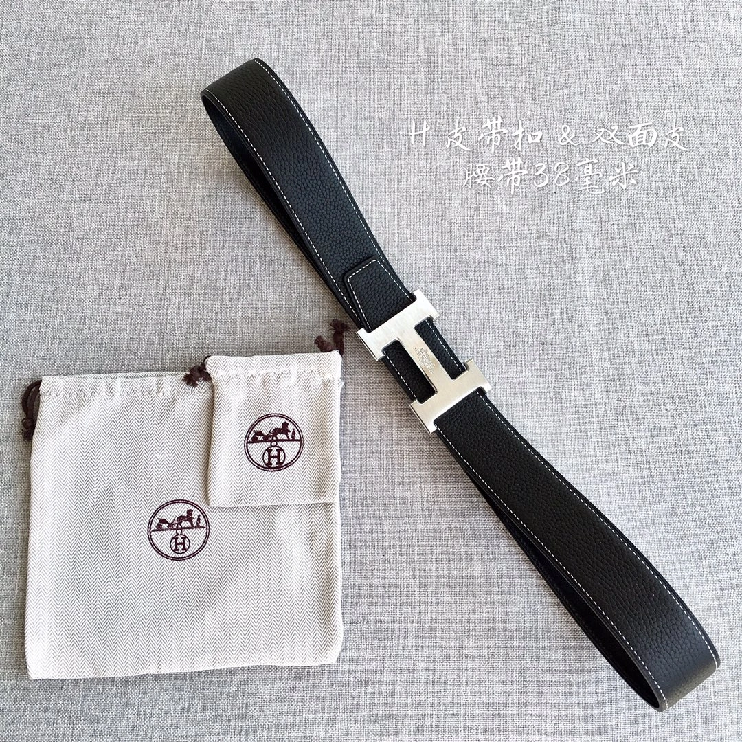 Hermes Mens Leather Belts Width 3.8cm 094