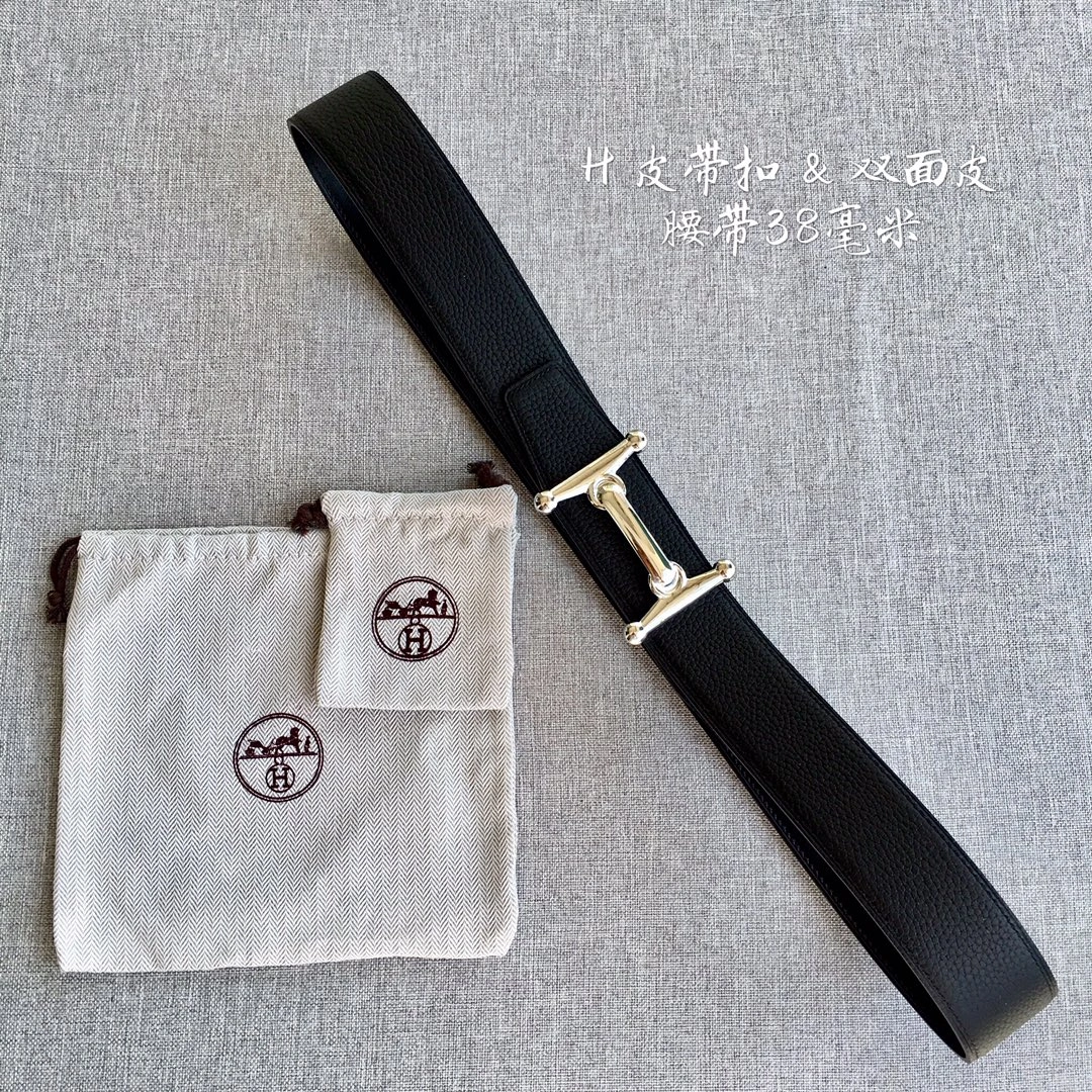 Hermes Mens Leather Belts Width 3.8cm 095