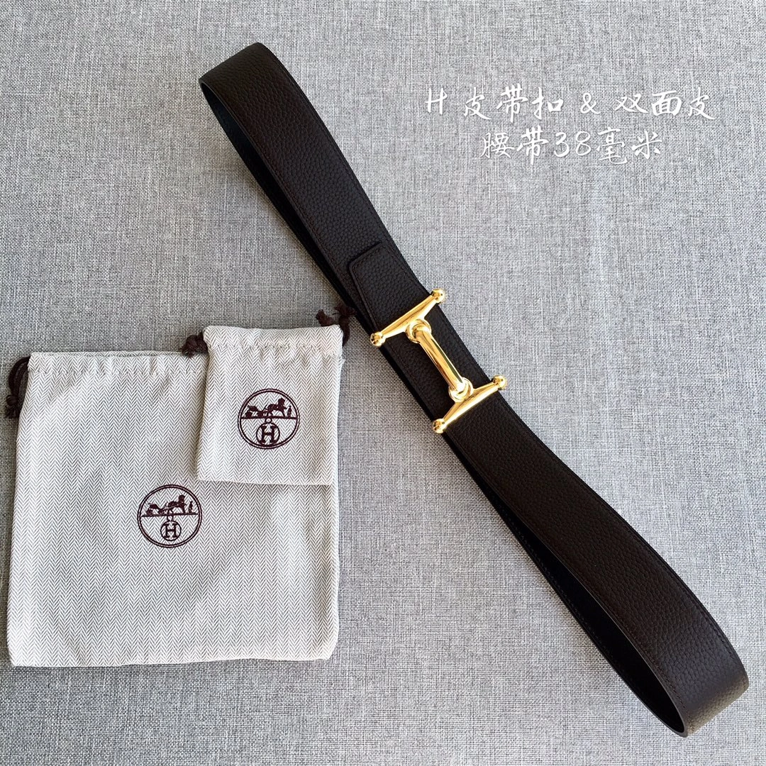 Hermes Mens Leather Belts Width 3.8cm 096