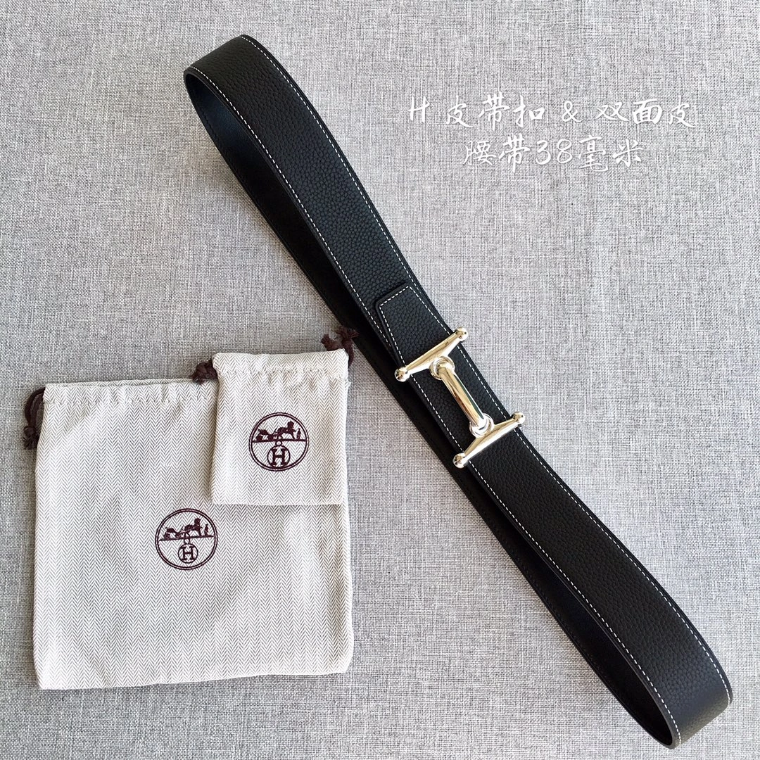 Hermes Mens Leather Belts Width 3.8cm 097