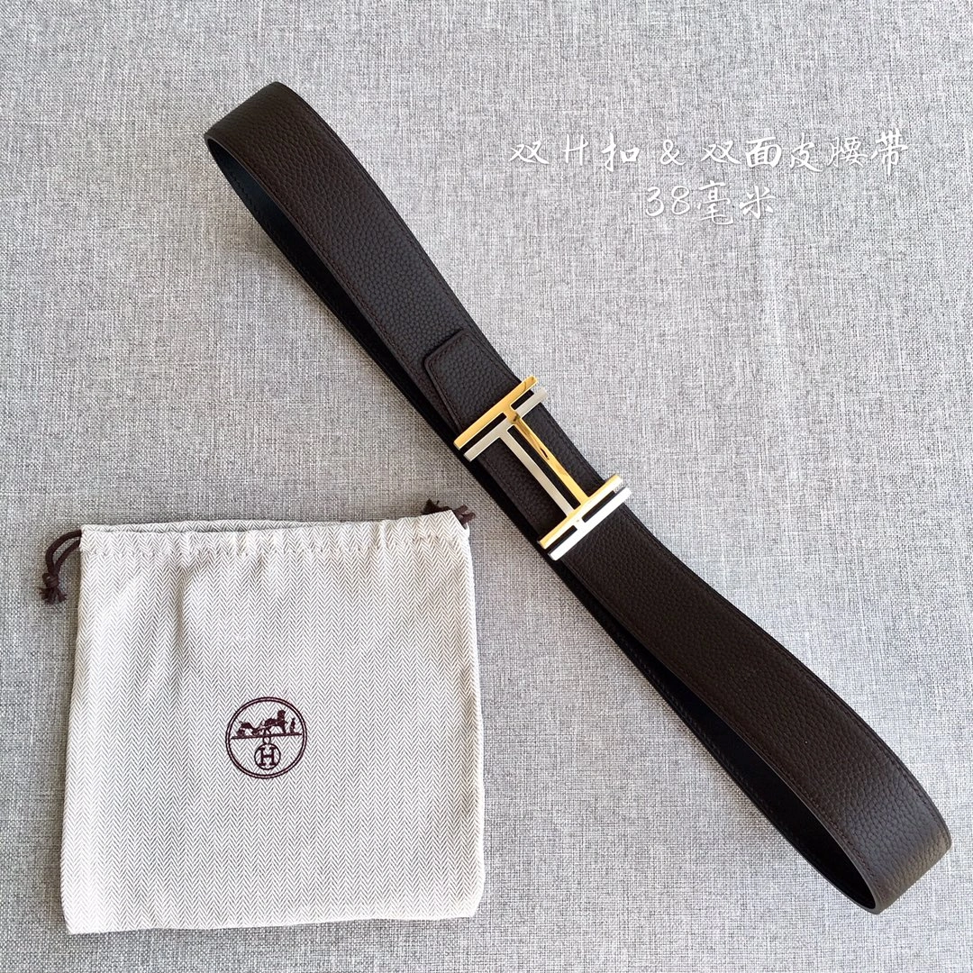 Hermes Mens Leather Belts Width 3.8cm 099