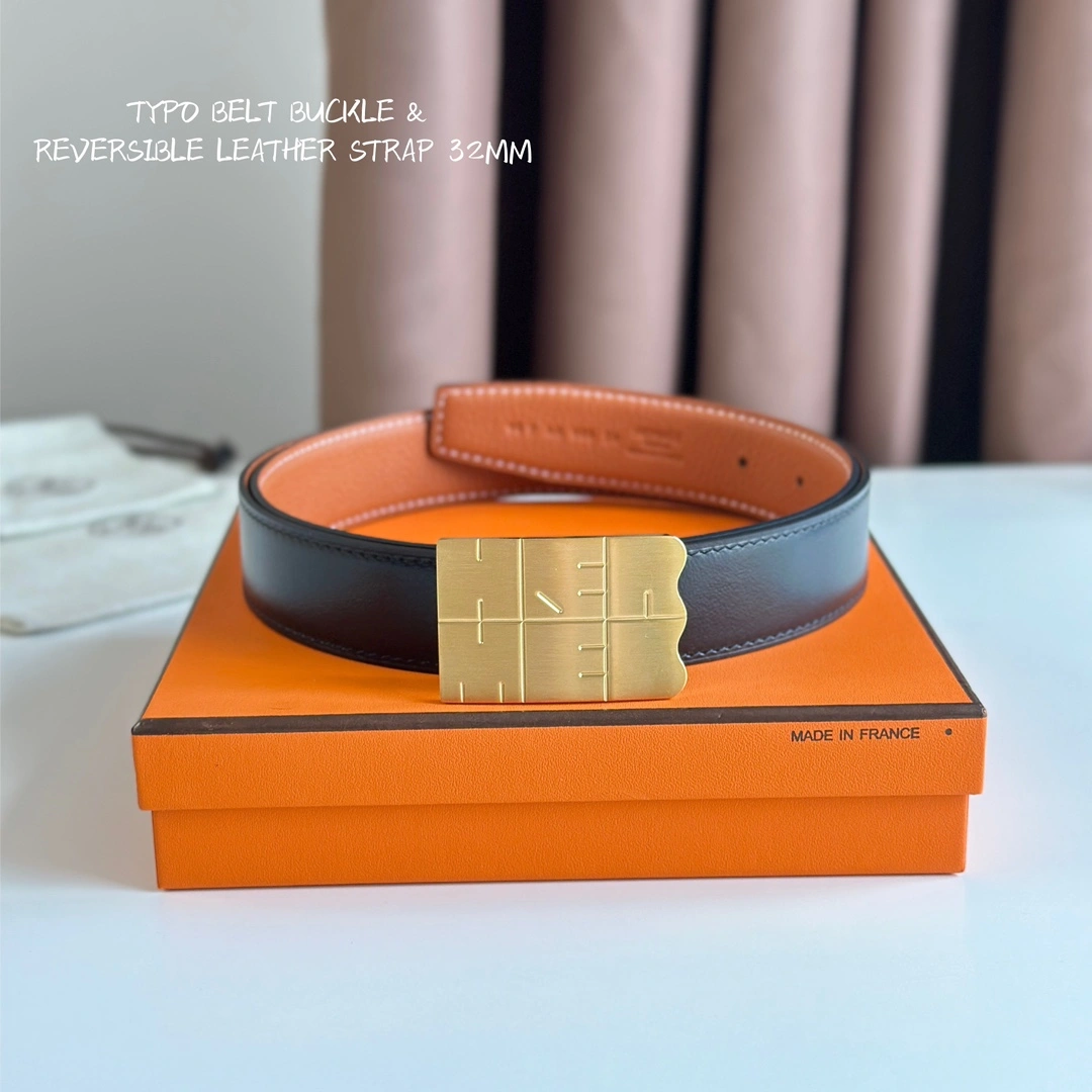 Hermes Mens Leather Belts Width 32mm 187
