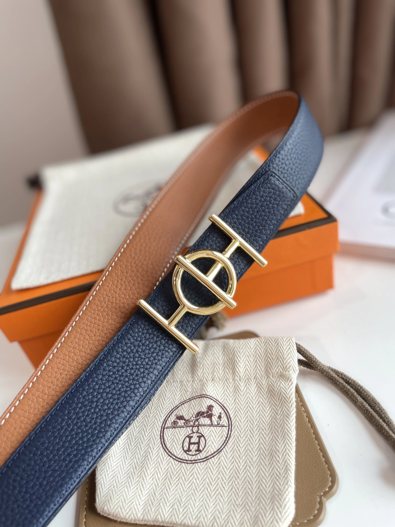 Hermes Mens Leather Belts Width 38mm 119