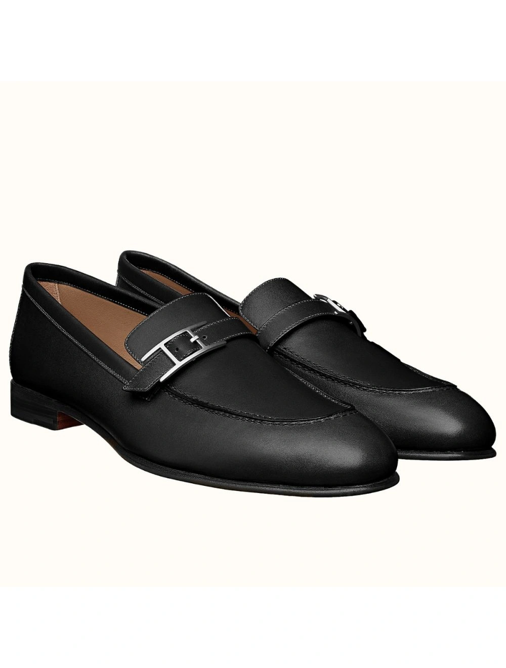 Hermes Men’s Monterey Loafers In Black Calfskin