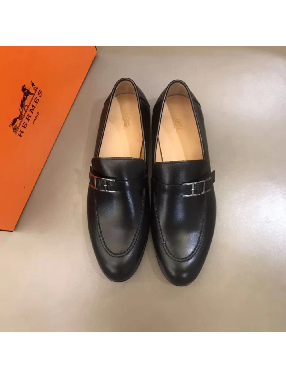 Hermes Men’s Monterey Loafers In Black Calfskin