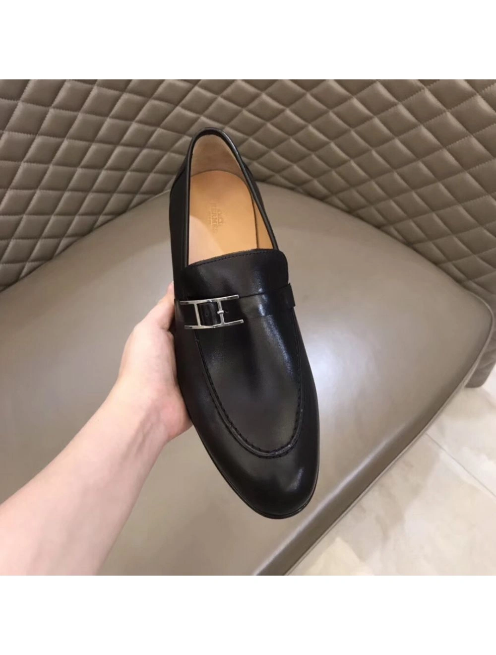 Hermes Men’s Monterey Loafers In Black Calfskin