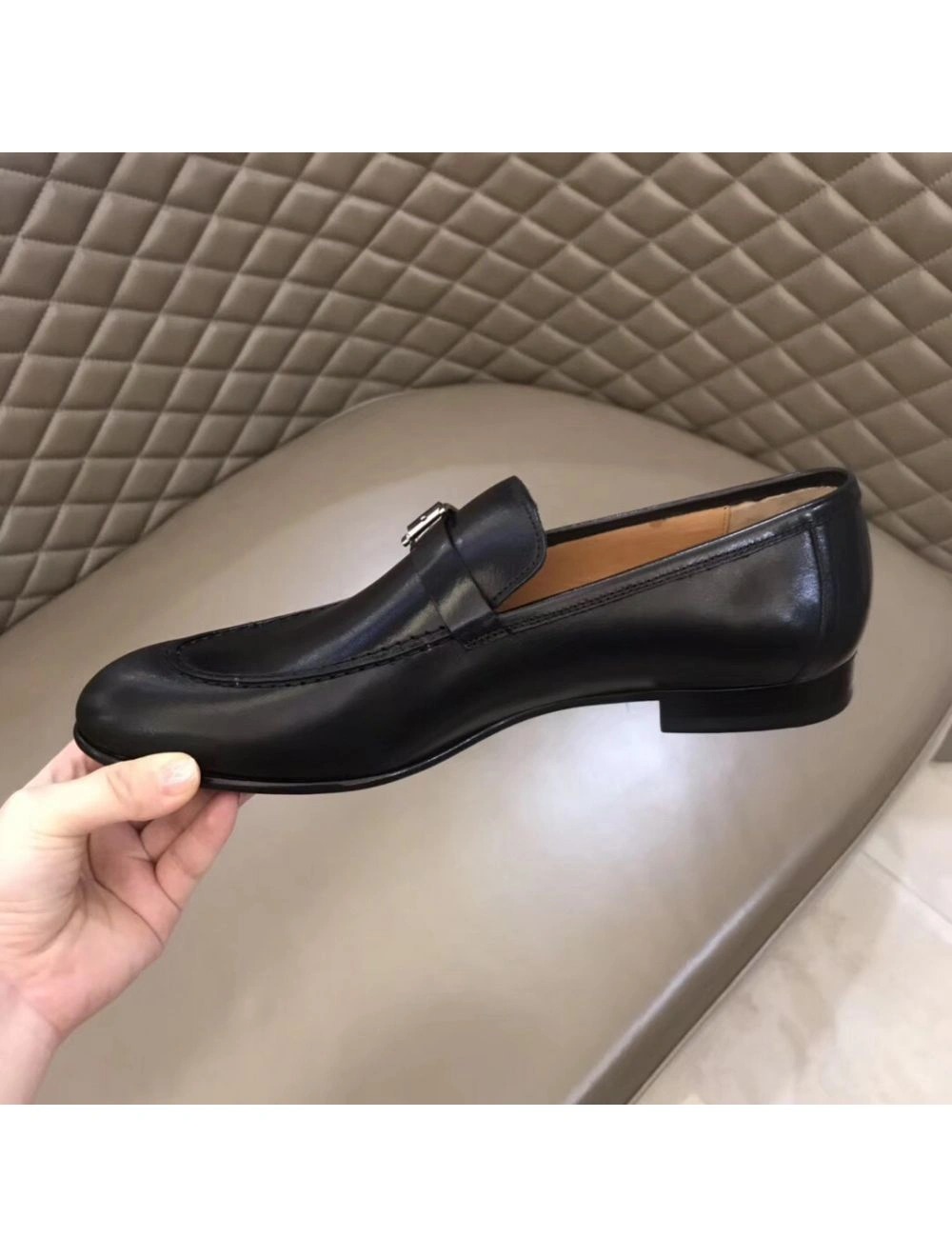 Hermes Men’s Monterey Loafers In Black Calfskin