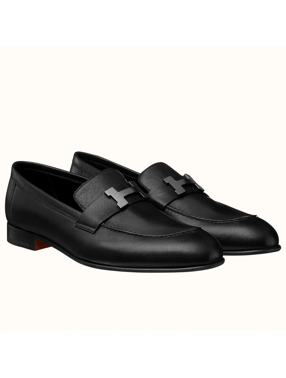 Hermes Men’s Paris Loafers In Black Calfskin