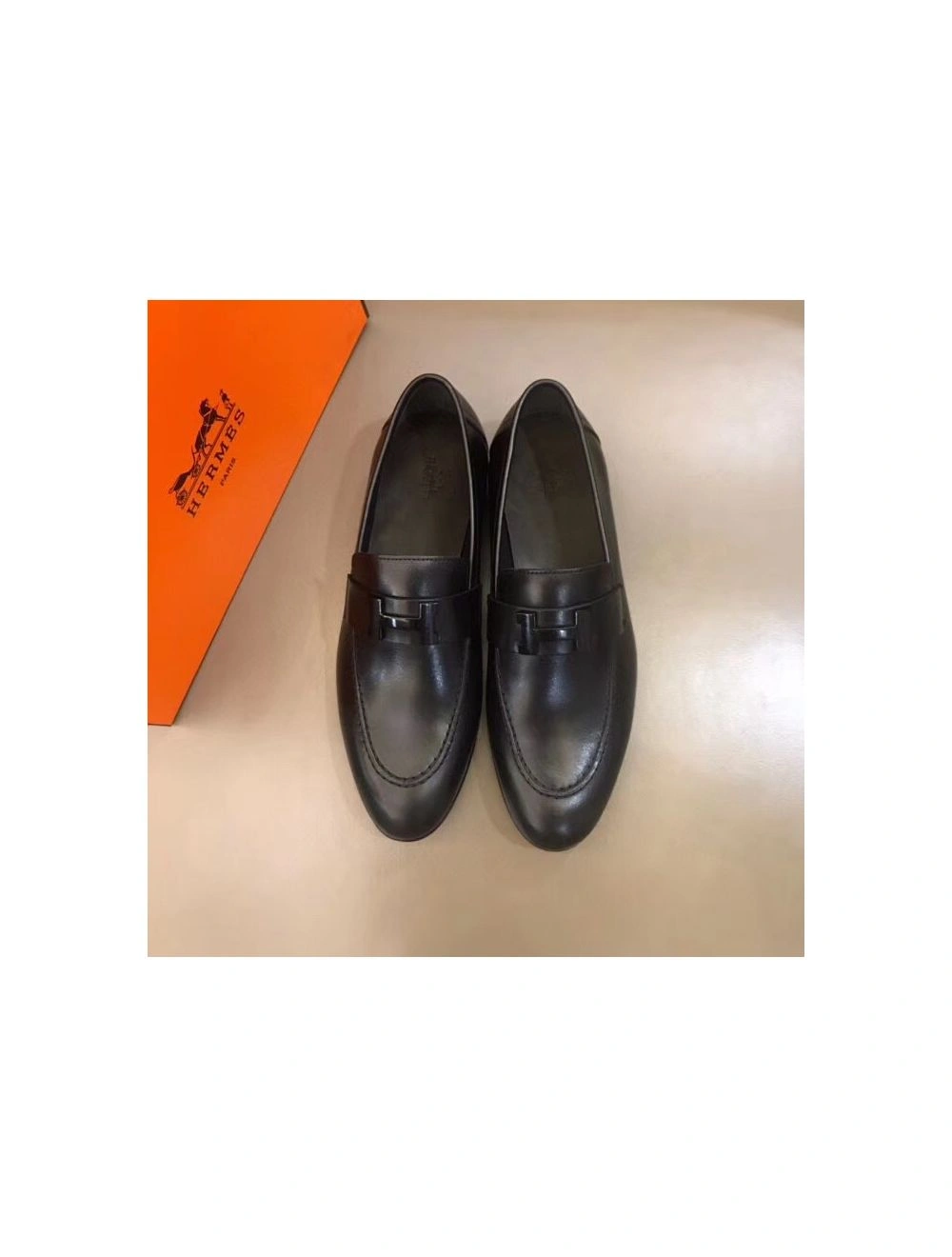Hermes Men’s Paris Loafers In Black Calfskin