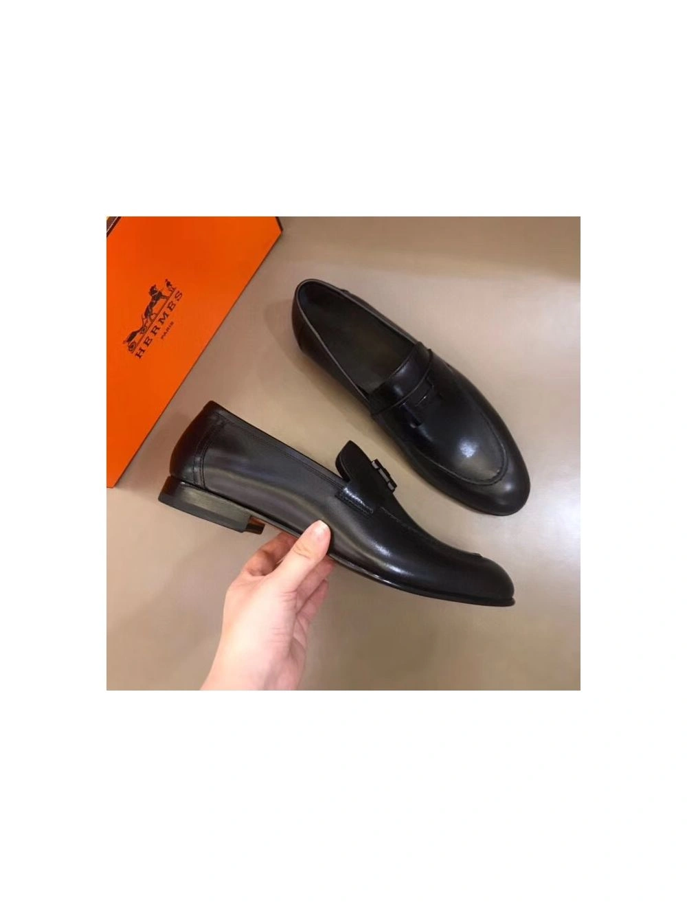 Hermes Men’s Paris Loafers In Black Calfskin