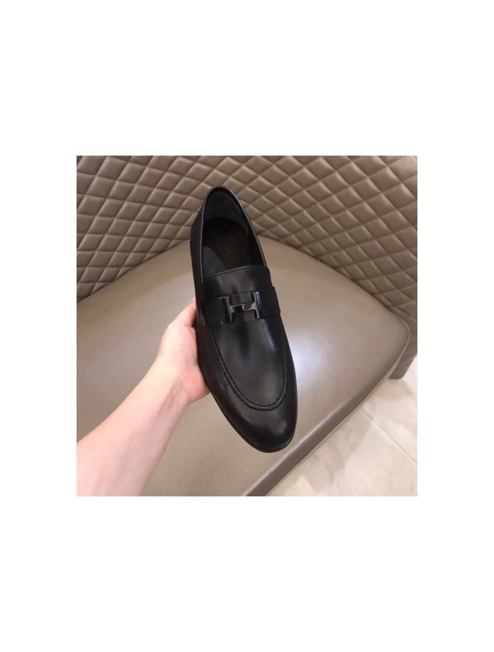 Hermes Men’s Paris Loafers In Black Calfskin