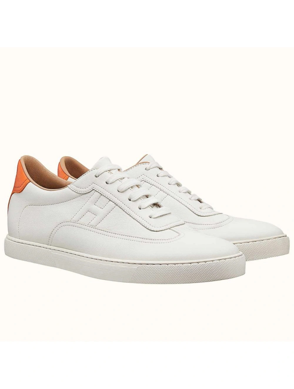 Hermes Men’s Quicker Sneakers In White Calfskin