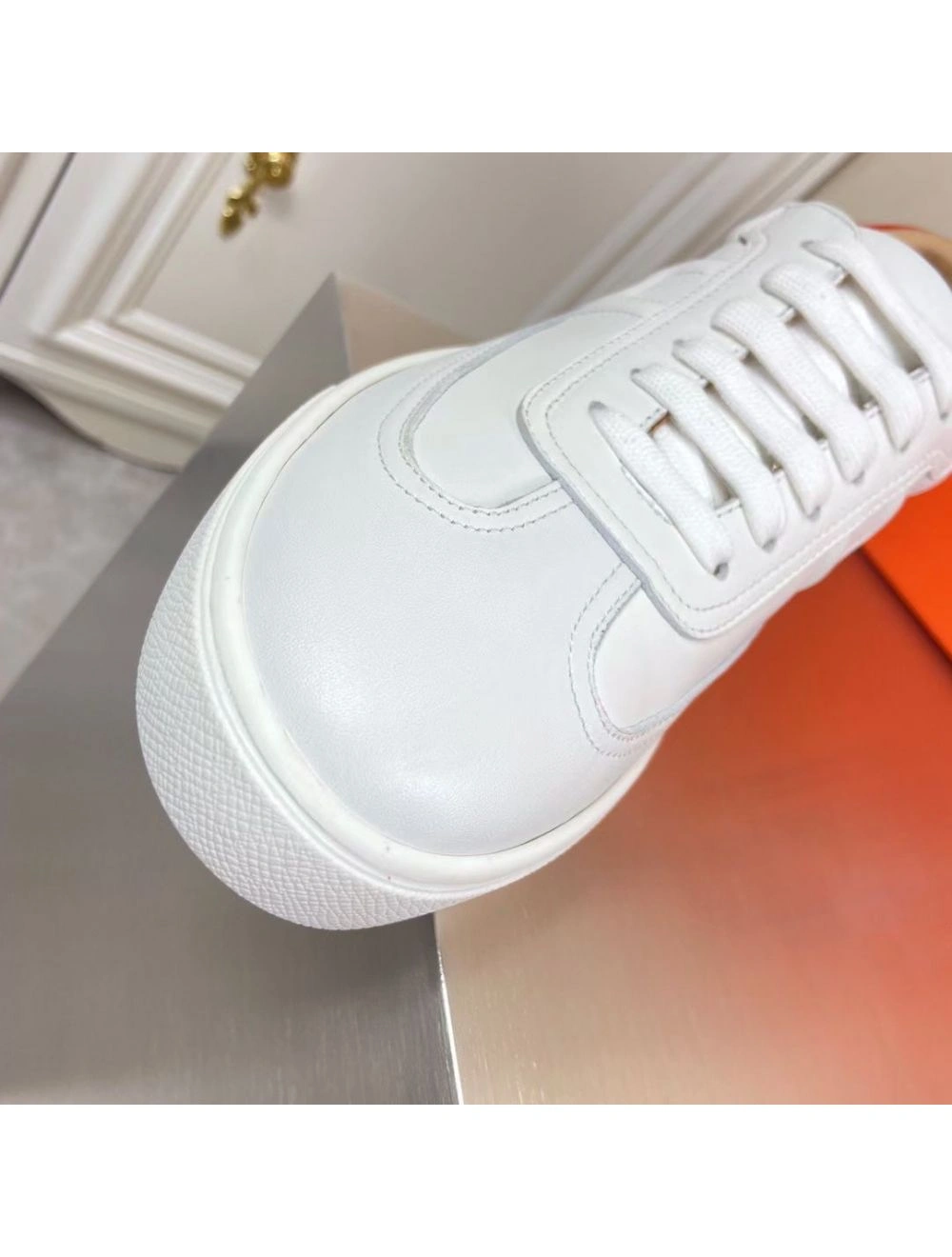 Hermes Men’s Quicker Sneakers In White Calfskin
