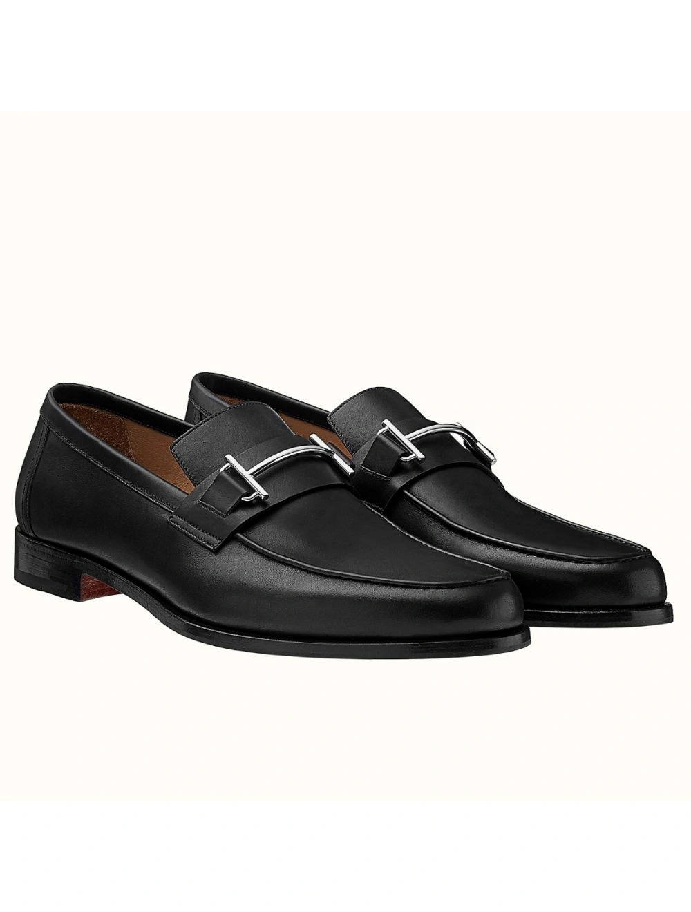 Hermes Men’s Sydney Loafers In Black Calfskin
