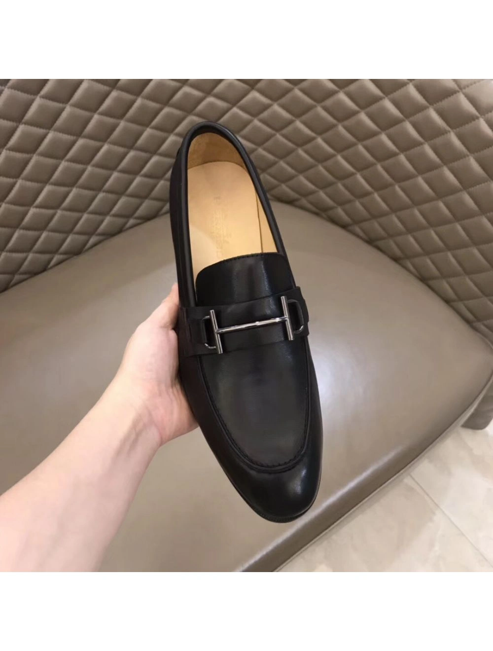 Hermes Men’s Sydney Loafers In Black Calfskin