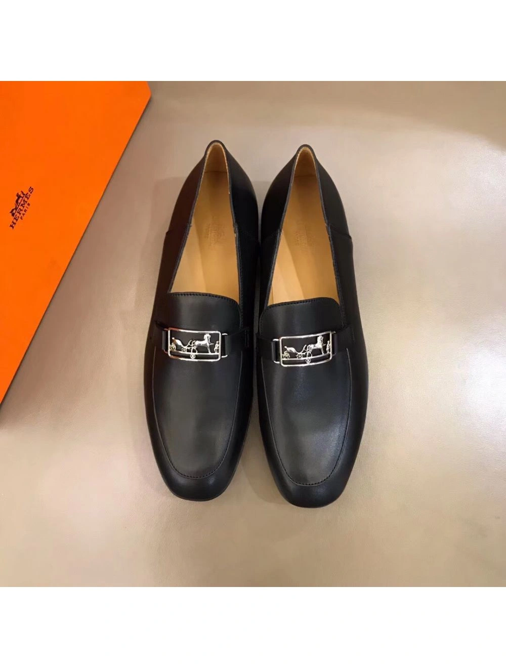 Hermes Men’s Tenor Loafers In Black Calfskin