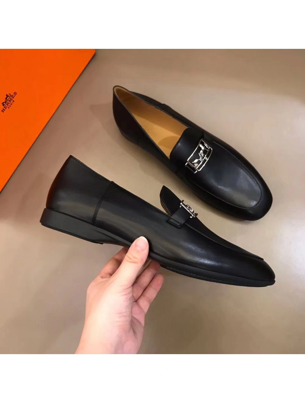 Hermes Men’s Tenor Loafers In Black Calfskin