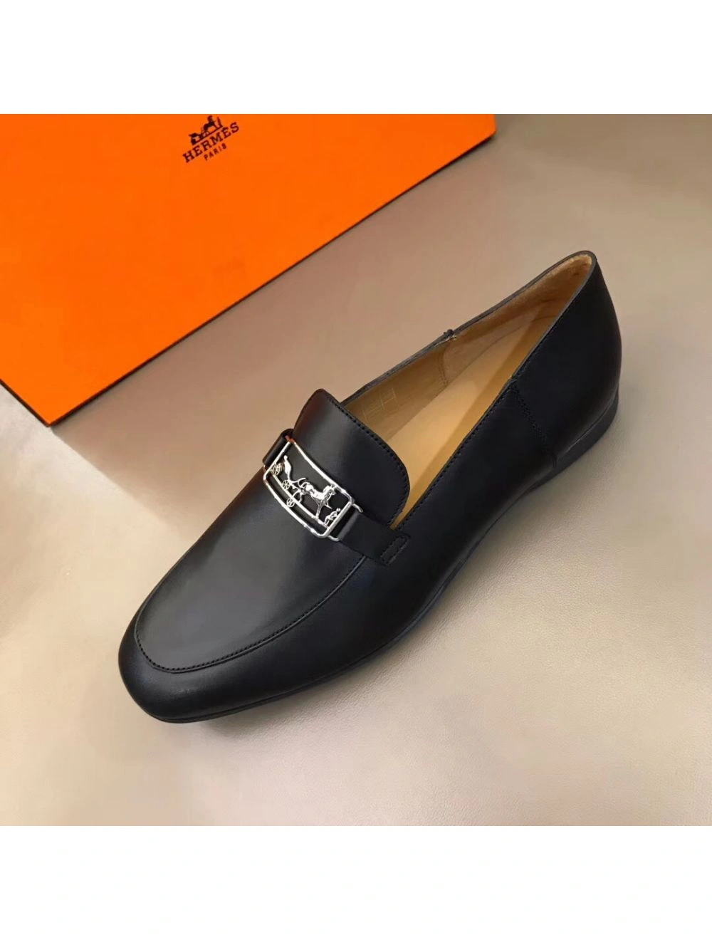 Hermes Men’s Tenor Loafers In Black Calfskin
