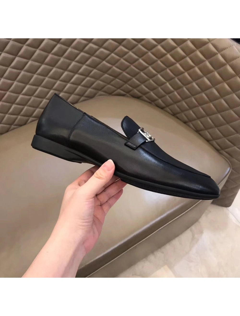 Hermes Men’s Tenor Loafers In Black Calfskin