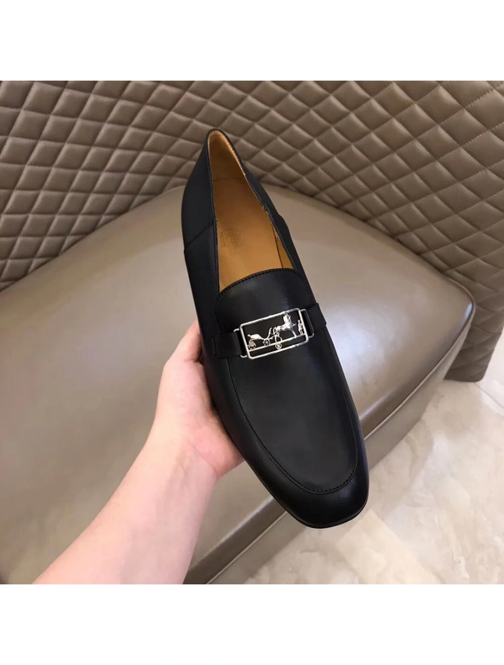 Hermes Men’s Tenor Loafers In Black Calfskin