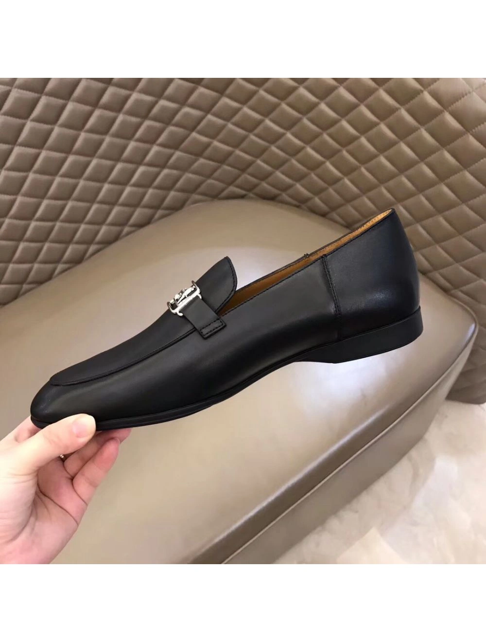 Hermes Men’s Tenor Loafers In Black Calfskin