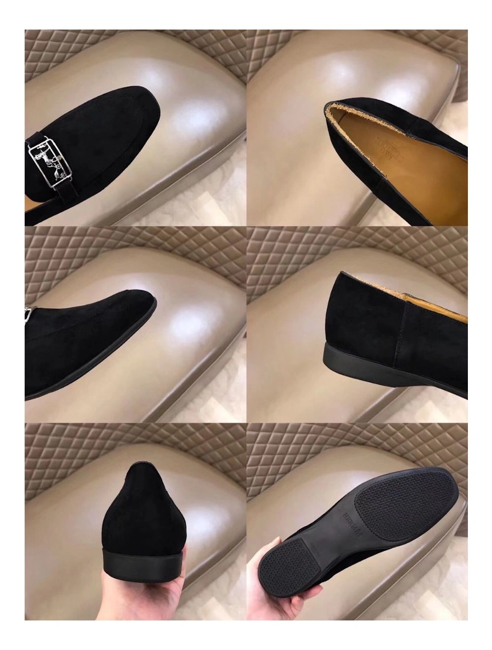 Hermes Men’s Tenor Loafers In Black Suede Leather