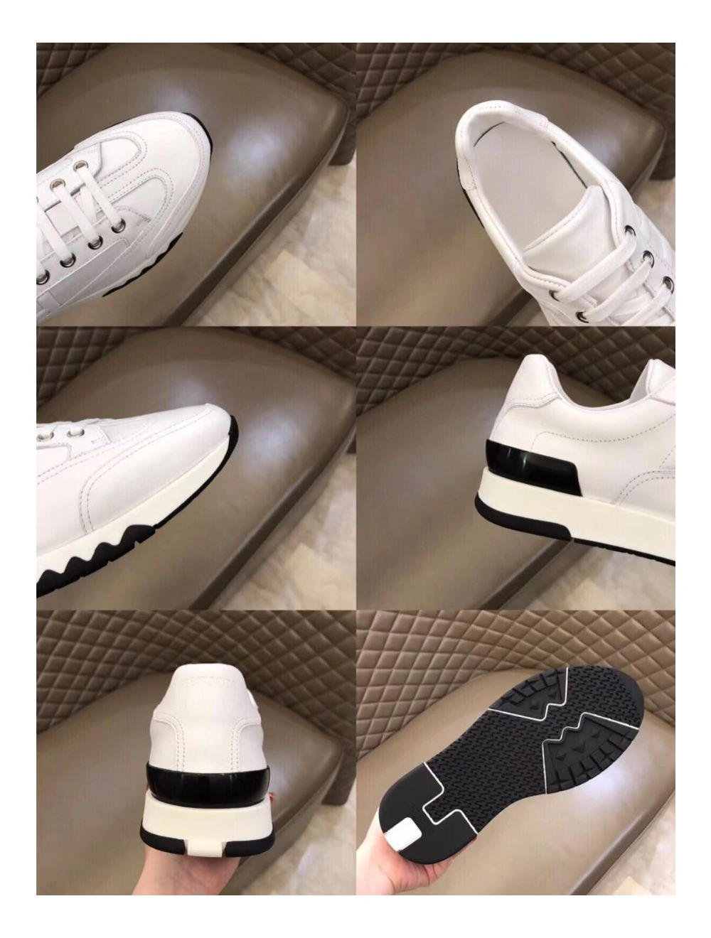 Hermes Men’s Trail Sneakers In White Calfskin Leather