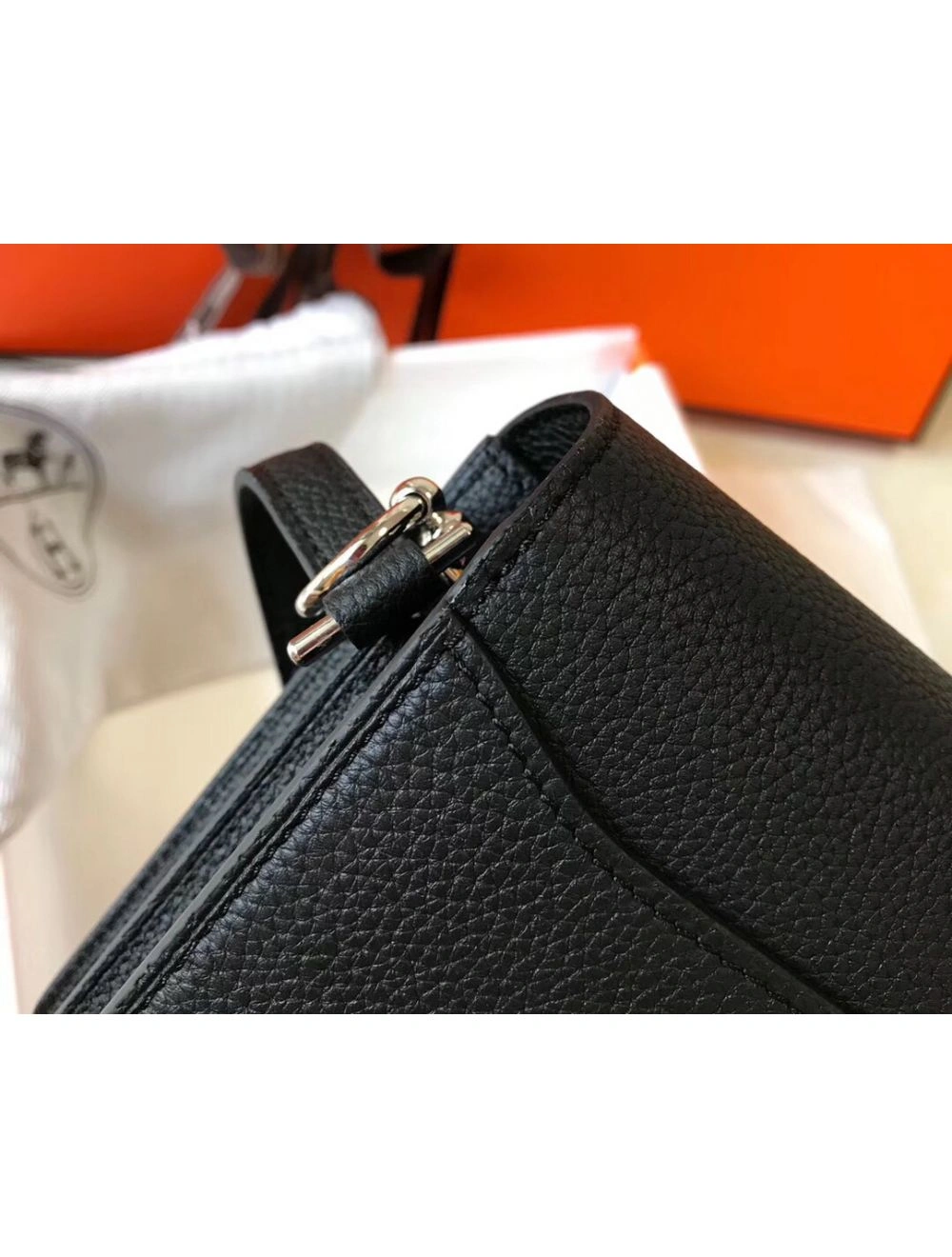 Hermes Mini Sac Roulis 18cm Bag In Black Evercolor Calfskin