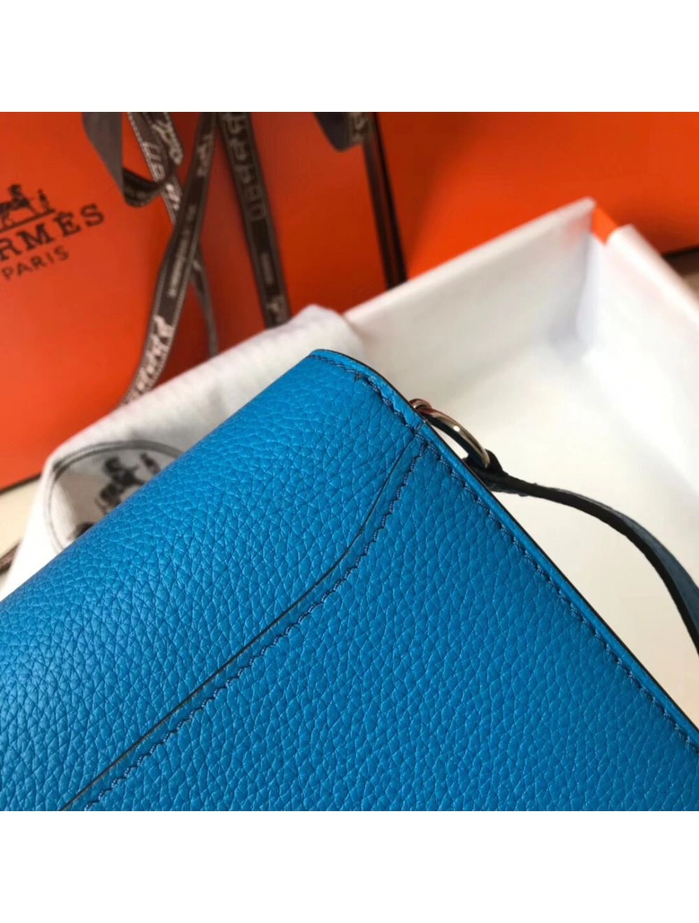 Hermes Mini Sac Roulis 18cm Bag In Blue Hydra Evercolor Calfskin