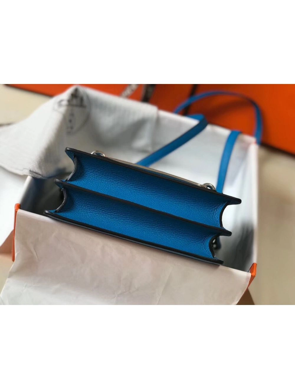 Hermes Mini Sac Roulis 18cm Bag In Blue Hydra Evercolor Calfskin