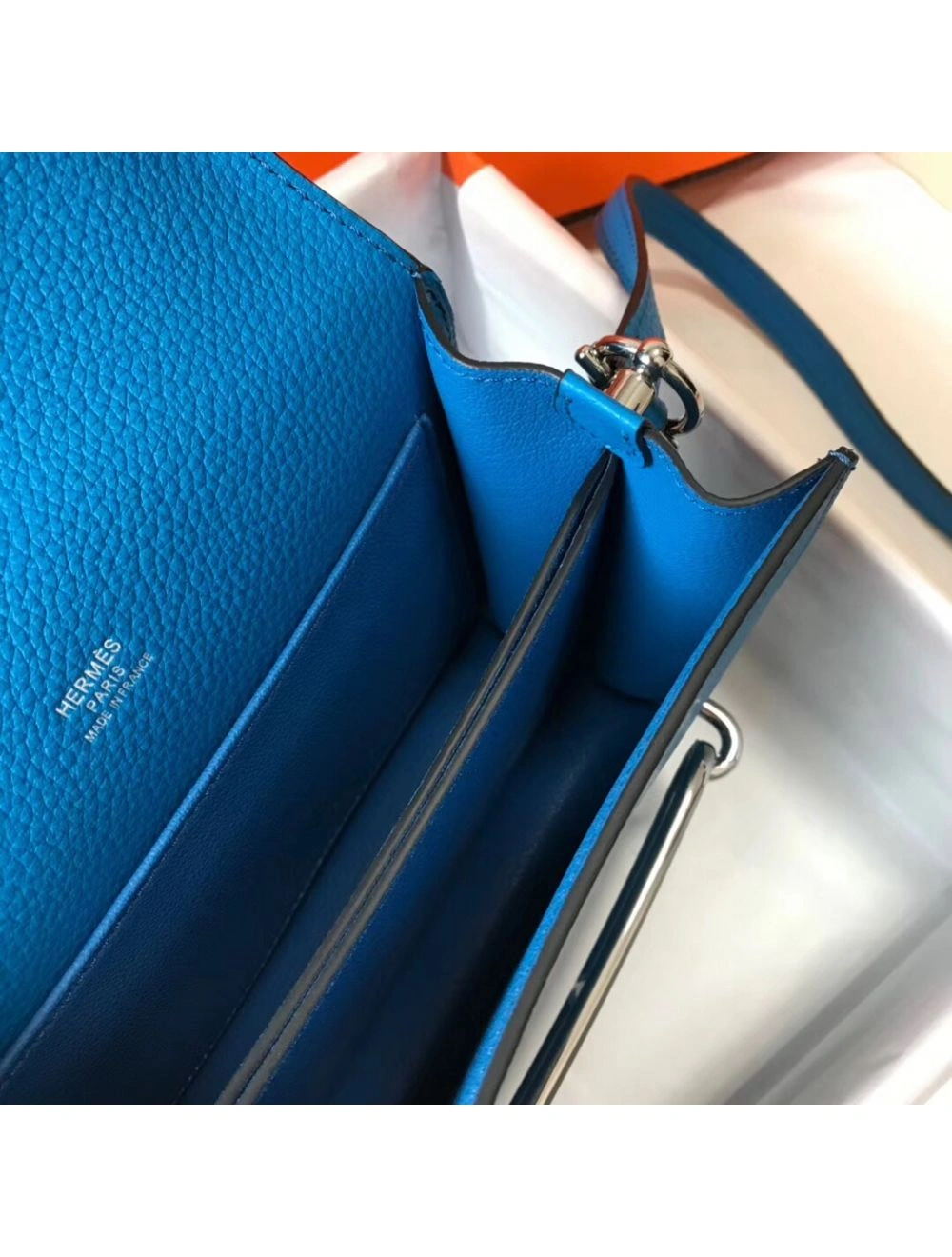Hermes Mini Sac Roulis 18cm Bag In Blue Hydra Evercolor Calfskin