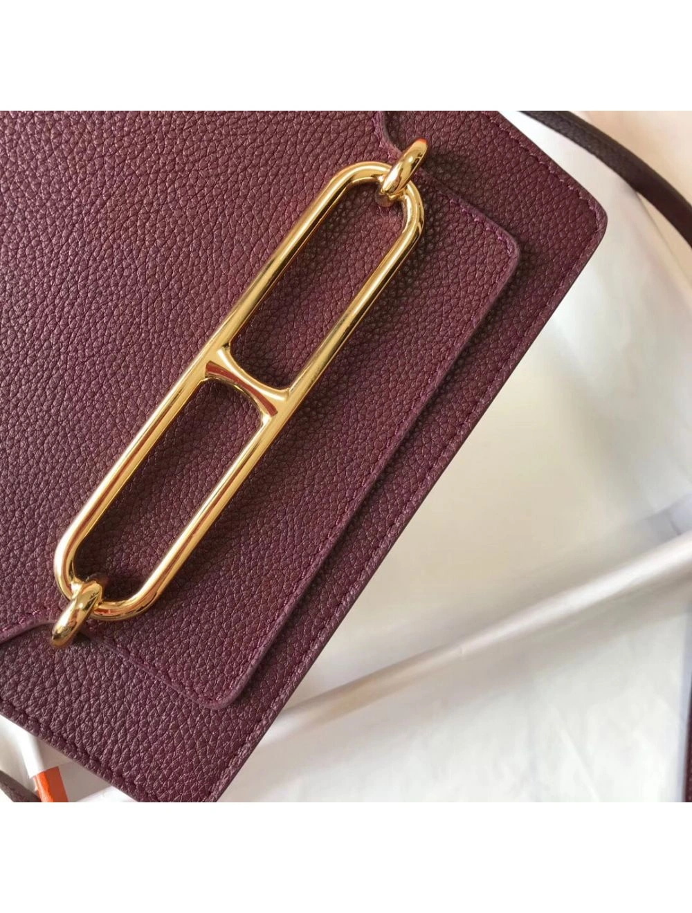 Hermes Mini Sac Roulis 18cm Bag In Burgundy Evercolor Calfskin