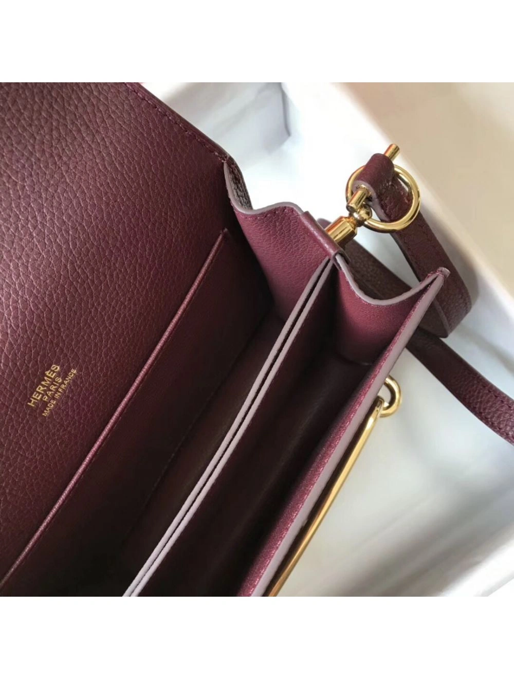 Hermes Mini Sac Roulis 18cm Bag In Burgundy Evercolor Calfskin