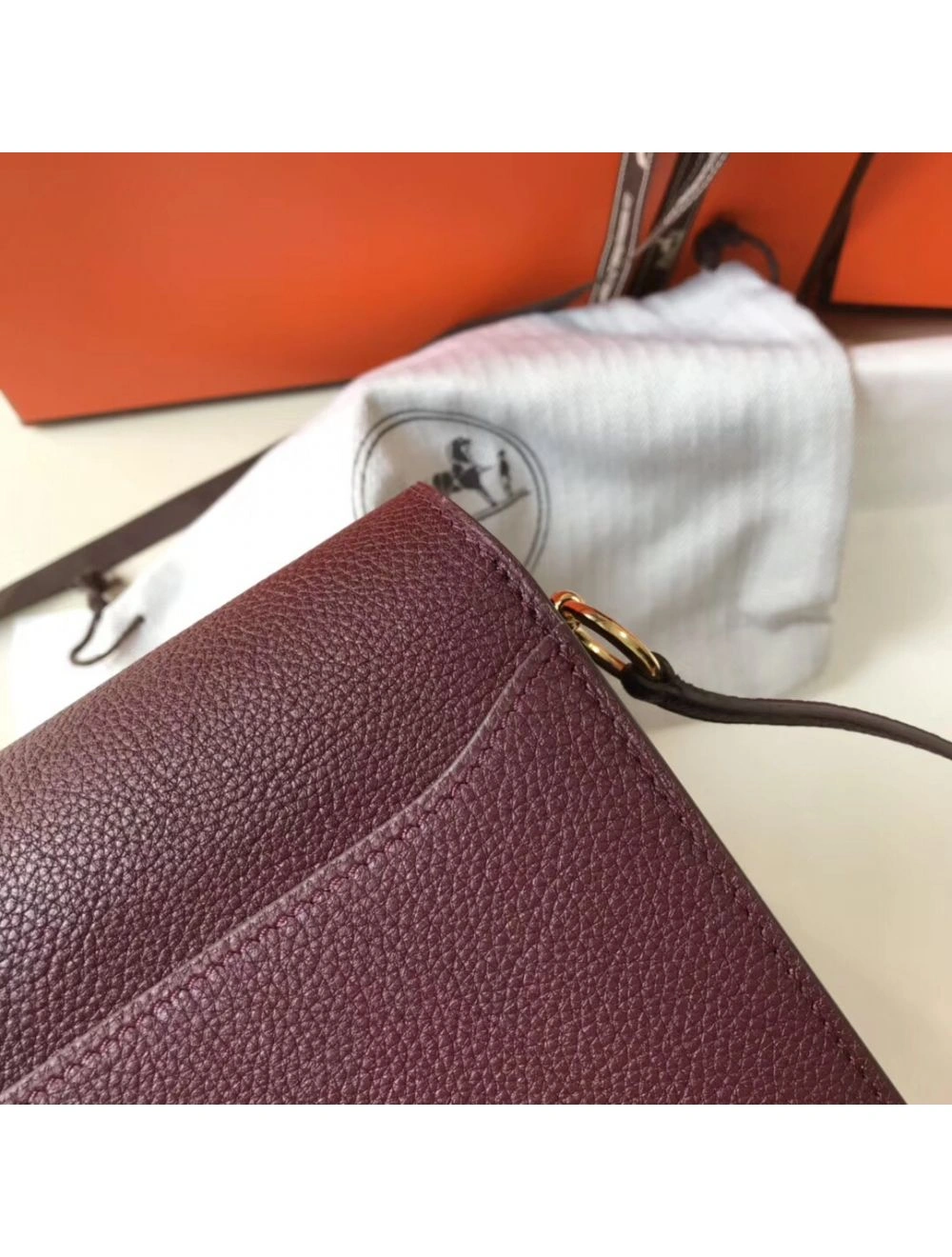 Hermes Mini Sac Roulis 18cm Bag In Burgundy Evercolor Calfskin