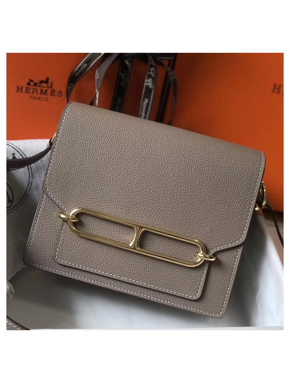 Hermes Mini Sac Roulis 18cm Bag In Grey Evercolor Calfskin