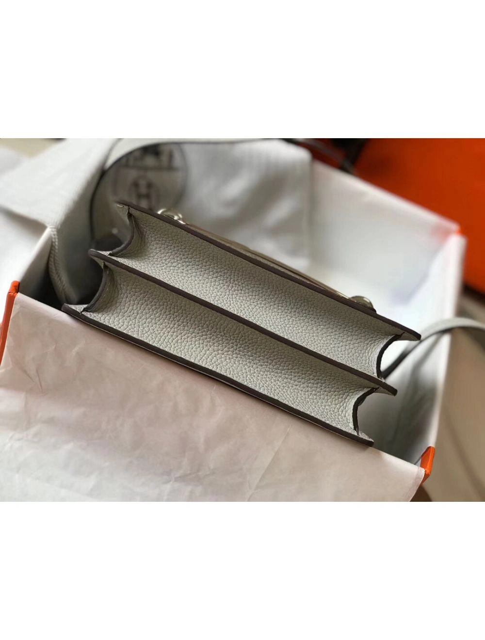 Hermes Mini Sac Roulis 18cm Bag In Pearl Grey Evercolor Calfskin