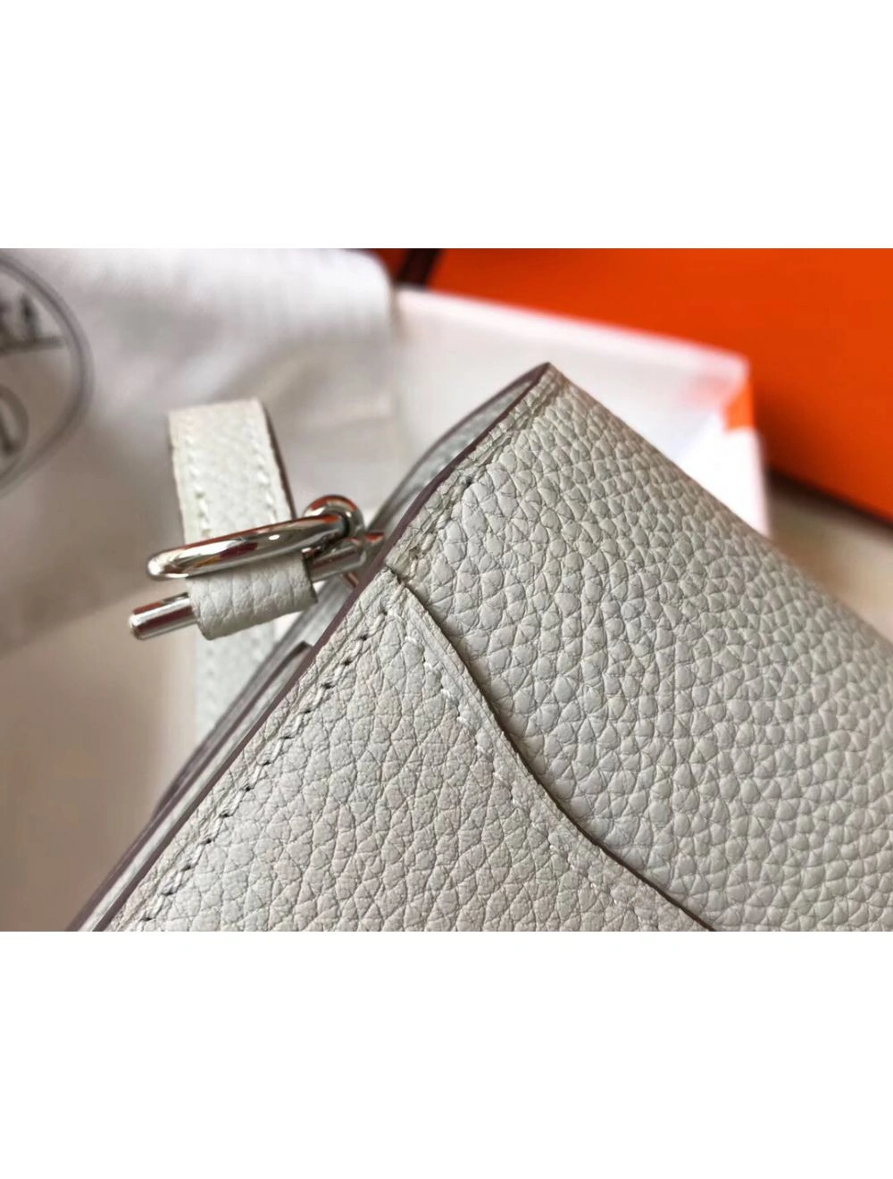 Hermes Mini Sac Roulis 18cm Bag In Pearl Grey Evercolor Calfskin