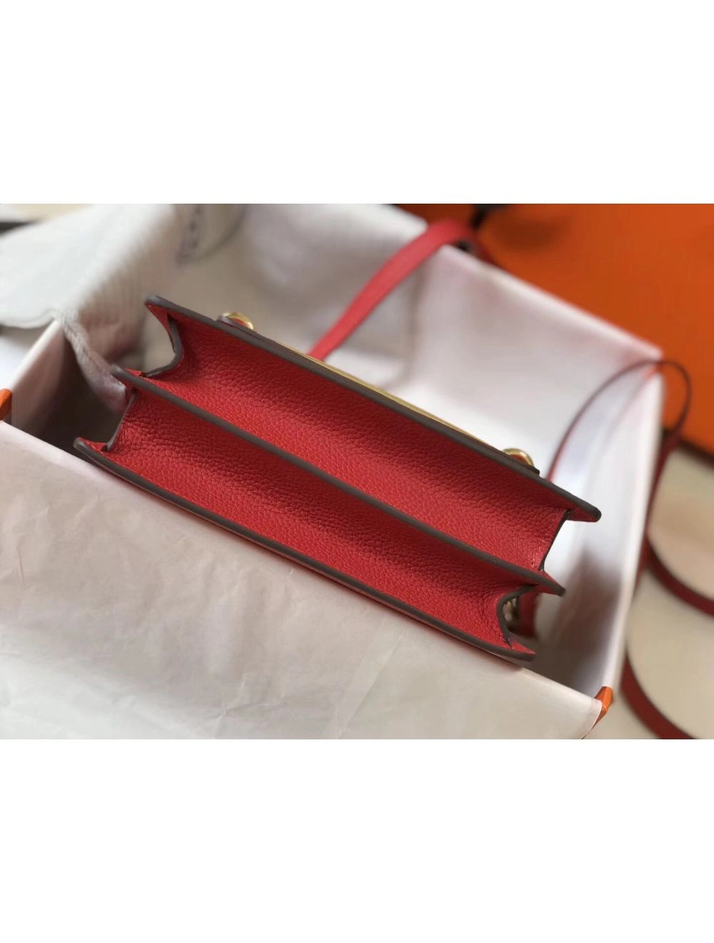 Hermes Mini Sac Roulis 18cm Bag In Red Evercolor Calfskin