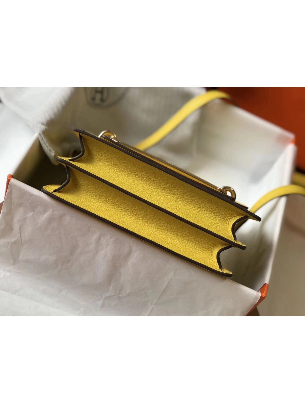Hermes Mini Sac Roulis 18cm Bag In Yellow Evercolor Calfskin