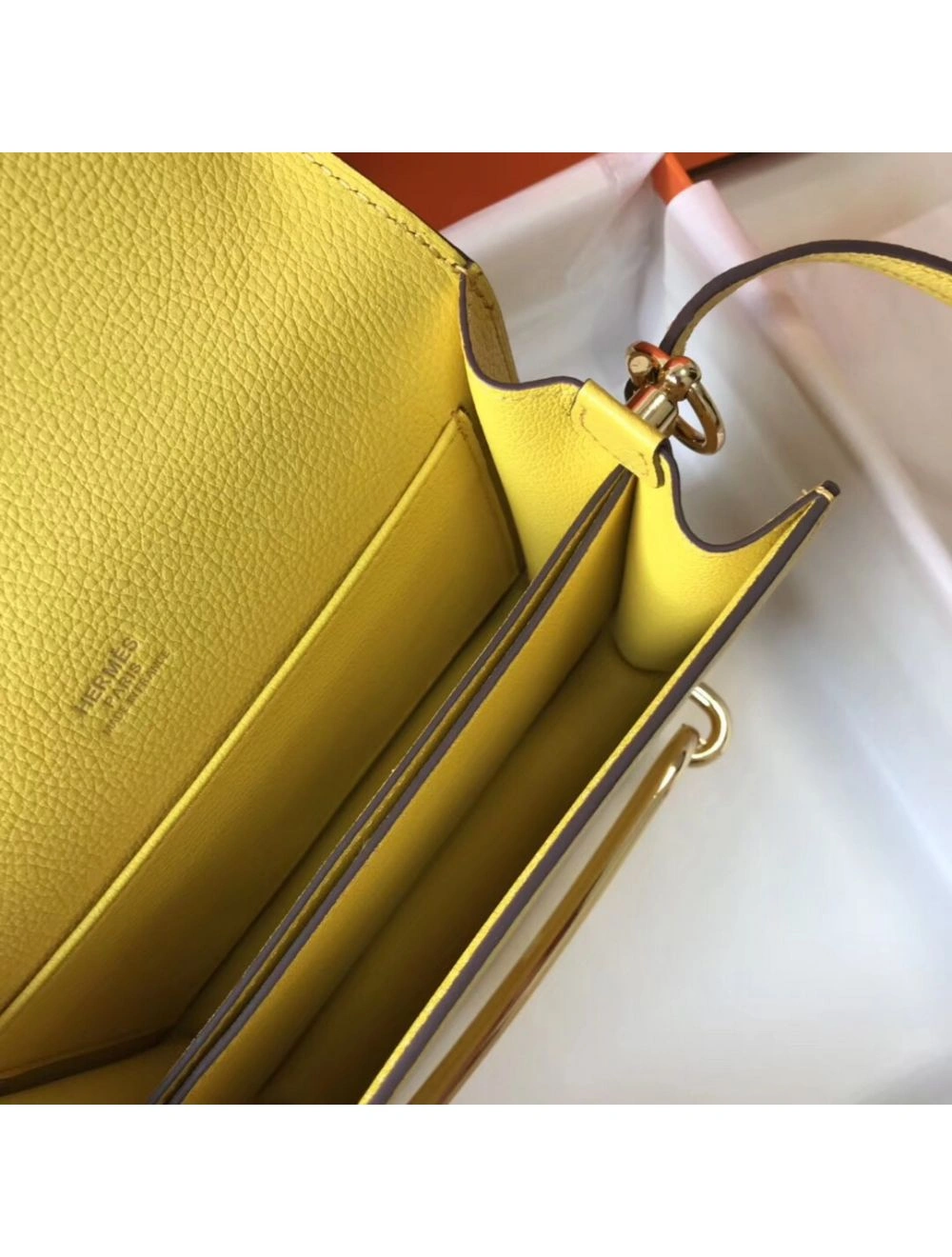Hermes Mini Sac Roulis 18cm Bag In Yellow Evercolor Calfskin