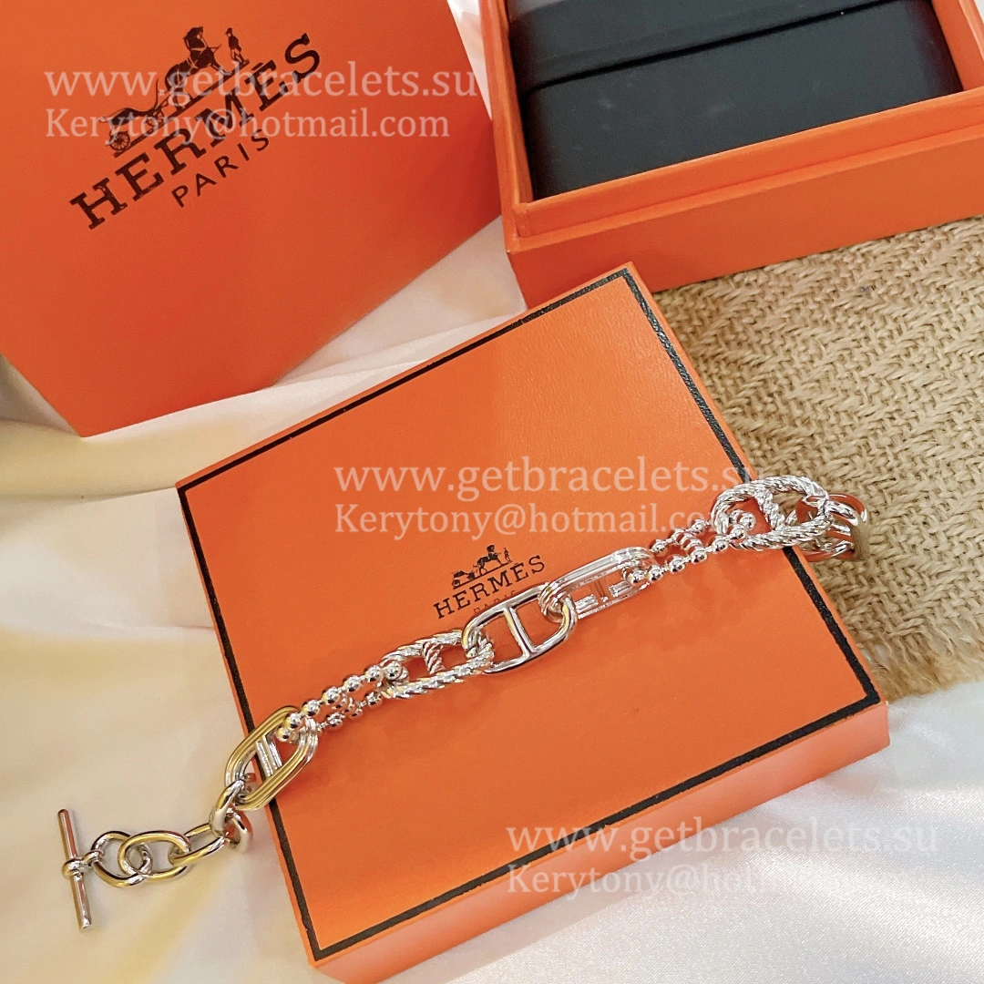 Hermes New Chaine D’Ancre Bracelet in Sterling Silver Nice Price