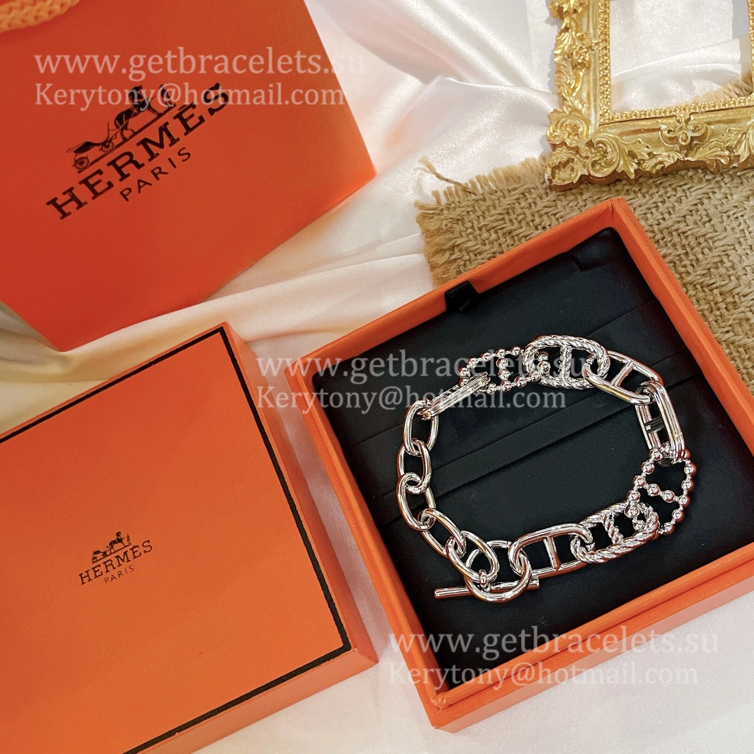 Hermes New Chaine D’Ancre Bracelet in Sterling Silver Nice Price