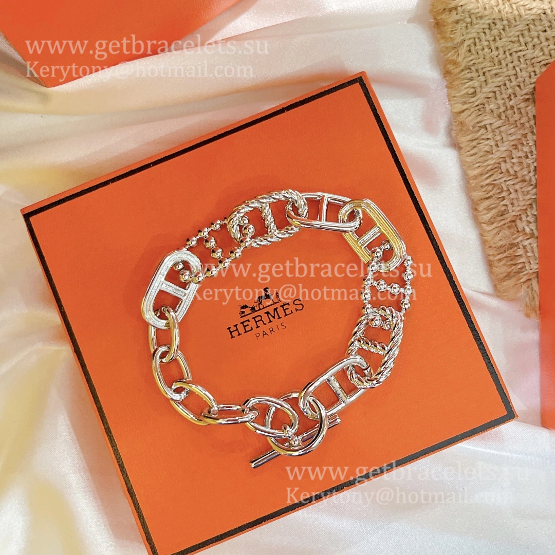Hermes New Chaine D’Ancre Bracelet in Sterling Silver Nice Price