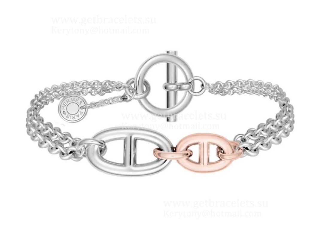 Hermes New Farandole Bracelet in Silver With Rose Gold Fashion Women Jewelry