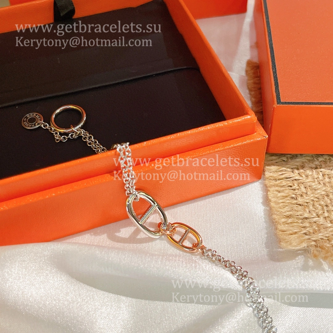 Hermes New Farandole Bracelet in Silver With Rose Gold Fashion Women Jewelry